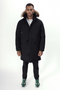 Купить Парка мужская зимняя с мехом черного цвета 7707Ch, фото 19