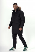 Купить Парка мужская зимняя с мехом черного цвета 7707Ch, фото 2