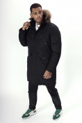 Купить Парка мужская зимняя с мехом черного цвета 7707Ch, фото 20