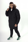 Купить Парка мужская зимняя с мехом черного цвета 7707Ch, фото 22