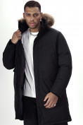 Купить Парка мужская зимняя с мехом черного цвета 7707Ch, фото 8
