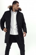 Купить Парка мужская зимняя с мехом черного цвета 7707Ch, фото 9