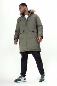 Купить Парка мужская зимняя с мехом цвета хаки 7707Kh, фото 11