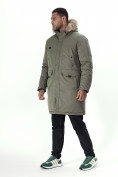 Купить Парка мужская зимняя с мехом цвета хаки 7707Kh, фото 2