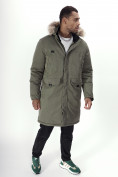 Купить Парка мужская зимняя с мехом цвета хаки 7707Kh, фото 26