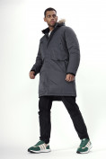 Купить Парка мужская зимняя с мехом темно-серого цвета 7707TC, фото 11