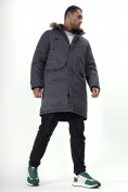 Купить Парка мужская зимняя с мехом темно-серого цвета 7707TC, фото 12