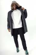 Купить Парка мужская зимняя с мехом темно-серого цвета 7707TC, фото 15
