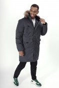Купить Парка мужская зимняя с мехом темно-серого цвета 7707TC, фото 20