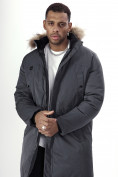 Купить Парка мужская зимняя с мехом темно-серого цвета 7707TC, фото 23