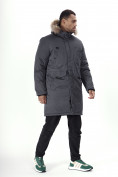 Купить Парка мужская зимняя с мехом темно-серого цвета 7707TC, фото 3