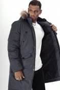 Купить Парка мужская зимняя с мехом темно-серого цвета 7707TC, фото 9