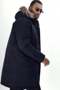 Купить Парка мужская зимняя с мехом темно-синего цвета 7707TS, фото 10