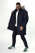 Купить Парка мужская зимняя с мехом темно-синего цвета 7707TS, фото 11