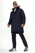 Купить Парка мужская зимняя с мехом темно-синего цвета 7707TS, фото 14