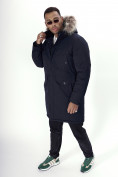 Купить Парка мужская зимняя с мехом темно-синего цвета 7707TS, фото 17