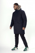 Купить Парка мужская зимняя с мехом темно-синего цвета 7707TS, фото 2