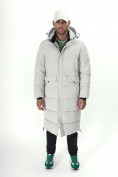 Купить Куртка удлинённая мужская зимняя светло-серого цвета 7708SS, фото 18