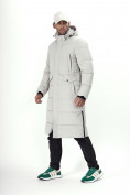 Купить Куртка удлинённая мужская зимняя светло-серого цвета 7708SS, фото 2