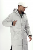 Купить Куртка удлинённая мужская зимняя светло-серого цвета 7708SS, фото 20