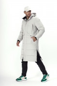 Купить Куртка удлинённая мужская зимняя светло-серого цвета 7708SS, фото 21