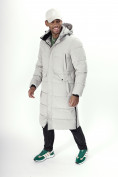 Купить Куртка удлинённая мужская зимняя светло-серого цвета 7708SS, фото 23
