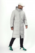Купить Куртка удлинённая мужская зимняя светло-серого цвета 7708SS, фото 3