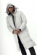 Купить Куртка удлинённая мужская зимняя светло-серого цвета 7708SS, фото 7
