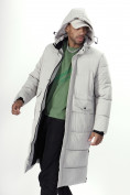 Купить Куртка удлинённая мужская зимняя светло-серого цвета 7708SS, фото 8