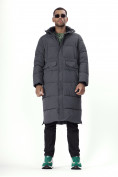 Купить Куртка удлинённая мужская зимняя темно-серого цвета 7708TC