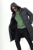 Купить Куртка удлинённая мужская зимняя темно-серого цвета 7708TC, фото 10