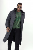 Купить Куртка удлинённая мужская зимняя темно-серого цвета 7708TC, фото 12