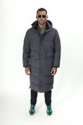 Купить Куртка удлинённая мужская зимняя темно-серого цвета 7708TC, фото 17