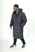 Купить Куртка удлинённая мужская зимняя темно-серого цвета 7708TC, фото 18