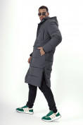 Купить Куртка удлинённая мужская зимняя темно-серого цвета 7708TC, фото 20