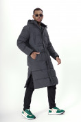 Купить Куртка удлинённая мужская зимняя темно-серого цвета 7708TC, фото 21