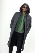 Купить Куртка удлинённая мужская зимняя темно-серого цвета 7708TC, фото 22