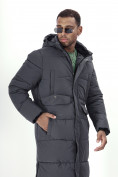 Купить Куртка удлинённая мужская зимняя темно-серого цвета 7708TC, фото 24