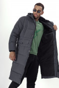 Купить Куртка удлинённая мужская зимняя темно-серого цвета 7708TC, фото 26
