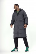Купить Куртка удлинённая мужская зимняя темно-серого цвета 7708TC, фото 3