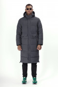 Купить Куртка удлинённая мужская зимняя темно-серого цвета 7708TC, фото 7