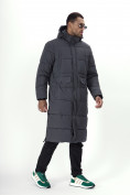 Купить Куртка удлинённая мужская зимняя темно-серого цвета 7708TC, фото 9