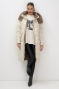 Купить Пальто зимнее утепленное с капюшоном женское бежевого цвета 7709B, фото 6