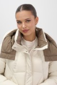 Купить Пальто зимнее утепленное с капюшоном женское бежевого цвета 7709B, фото 18
