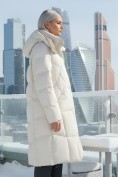 Купить Пальто зимнее утепленное с капюшоном женское бежевого цвета 7709B, фото 2