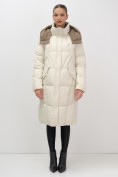 Купить Пальто зимнее утепленное с капюшоном женское бежевого цвета 7709B, фото 8