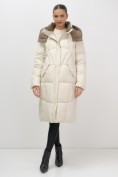 Купить Пальто зимнее утепленное с капюшоном женское бежевого цвета 7709B, фото 9