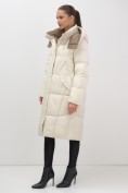 Купить Пальто зимнее утепленное с капюшоном женское бежевого цвета 7709B, фото 10