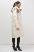 Купить Пальто зимнее утепленное с капюшоном женское бежевого цвета 7709B, фото 11