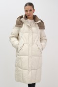 Купить Пальто зимнее утепленное с капюшоном женское бежевого цвета 7709B, фото 12